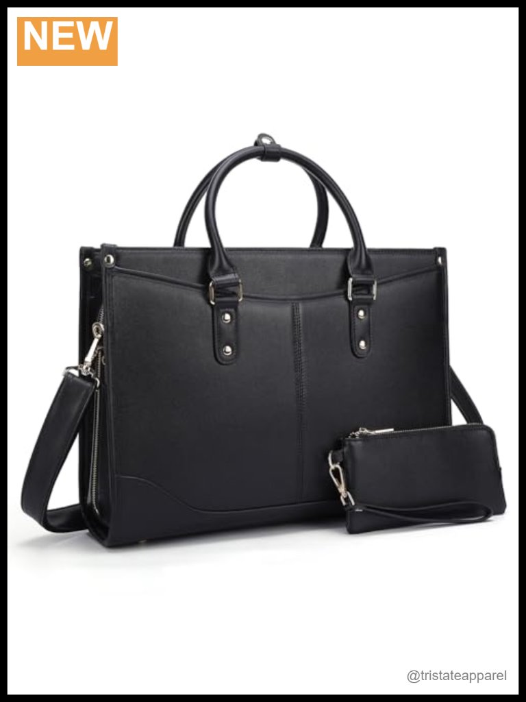 Leather Laptop Tote Bag With Removable Cushion, 15.6" Work Briefcase
